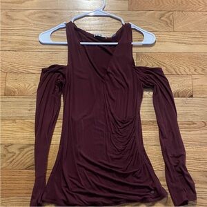 Abercrombie & Fitch Burgundy Cold Shoulder Women's Top
